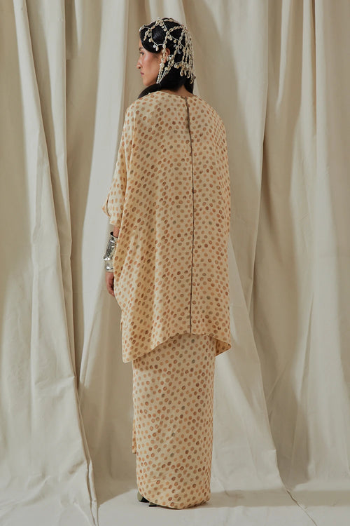 Ecru Kora Zuri Gilet With Printed Kurta And Skirt