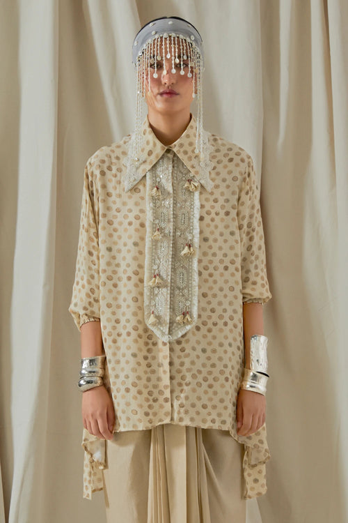 Ecru Kora Atri Printed Straight Shirt