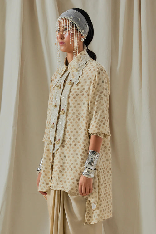 Ecru Kora Atri Printed Straight Shirt