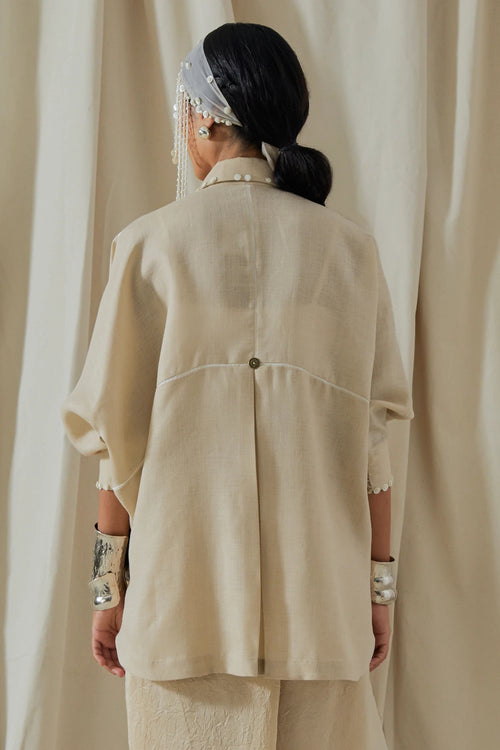 Ecru Kora Linen Mandala Shirt