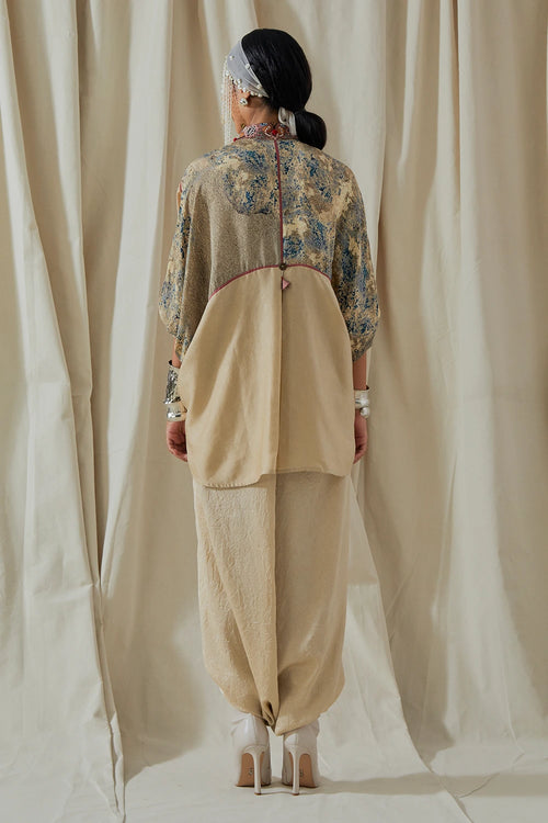 Ecru Kora Tashan Silk Mandala Shirt With Trousers