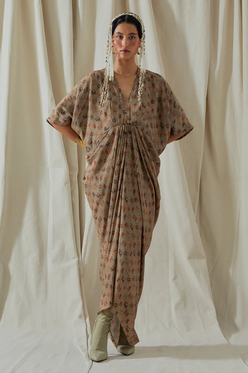 Ecru Kora Crepe Zia Trapeze Dress