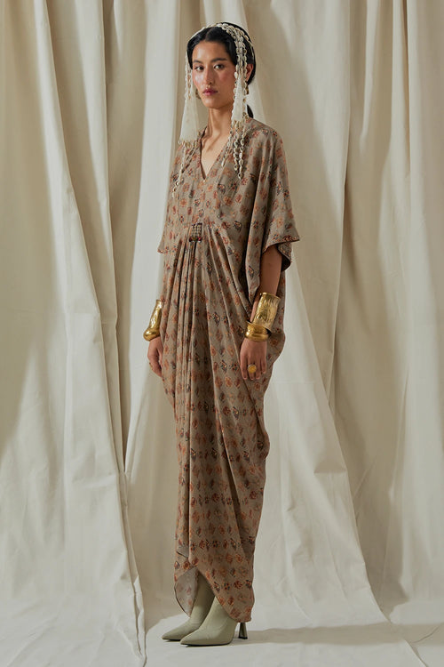 Ecru Kora Crepe Zia Trapeze Dress