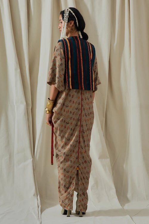 Ecru Kora Zuri Gilet With Crepe Zia Dress