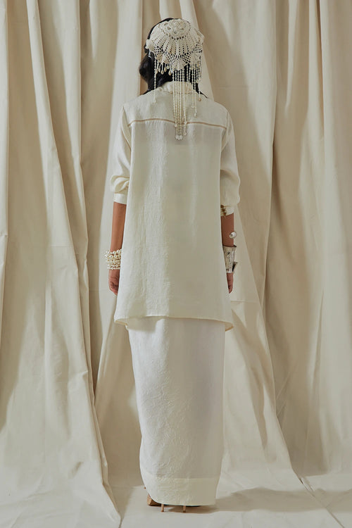 Mogra Kora Hina Trench Coat with Shirt and Skirt