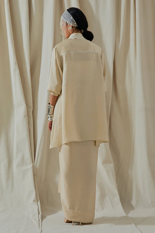 Ecru Kora Atri Straight Shirt With Skirt