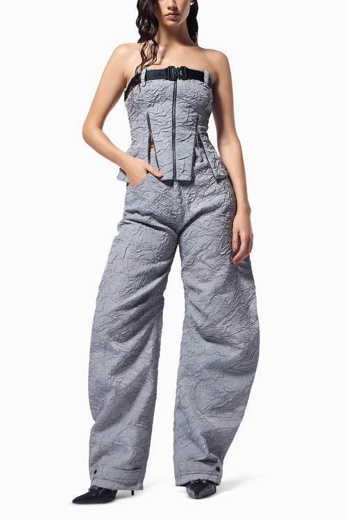 Slate Grey Crushed Corset Set