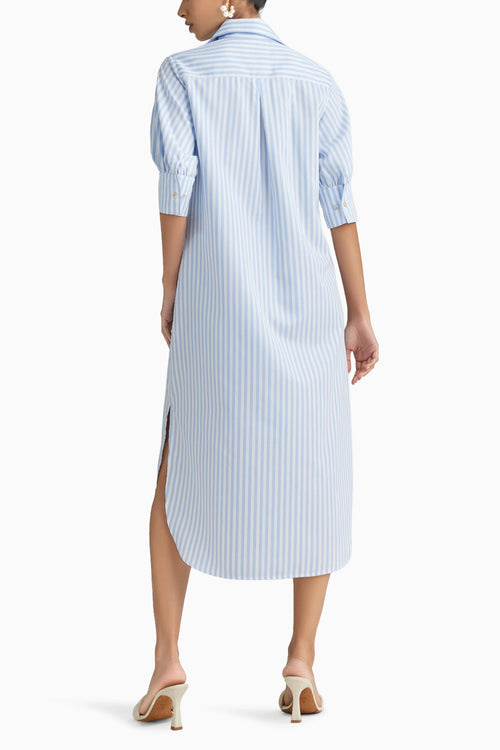 Blue Striped Long Shirt Dress