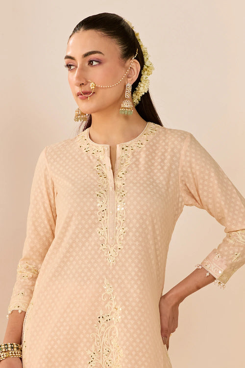 Yasneen Carnation Pink Short Kurta with Garara and Dupatta