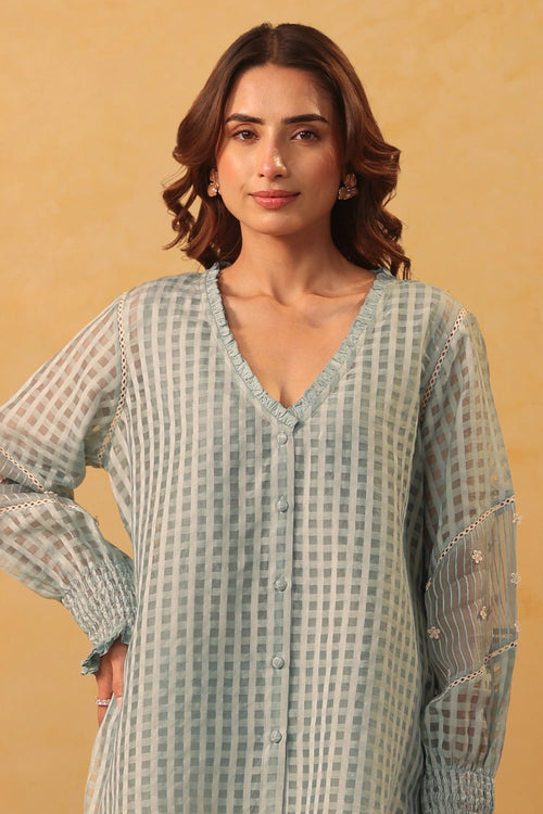 Vaayu Light Blue V Neck Co-ord Set