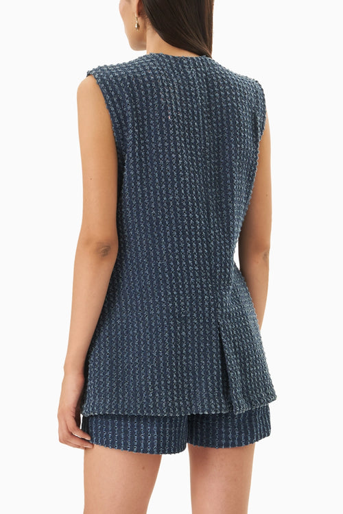 Dark Denim Lazercut Embellished  Vest
