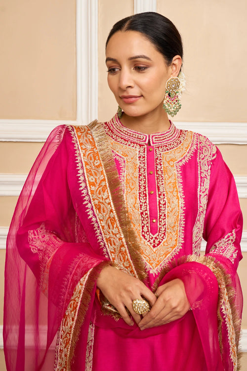 Naayaab Hotpink Straight Kurta with Salwar and Dupatta