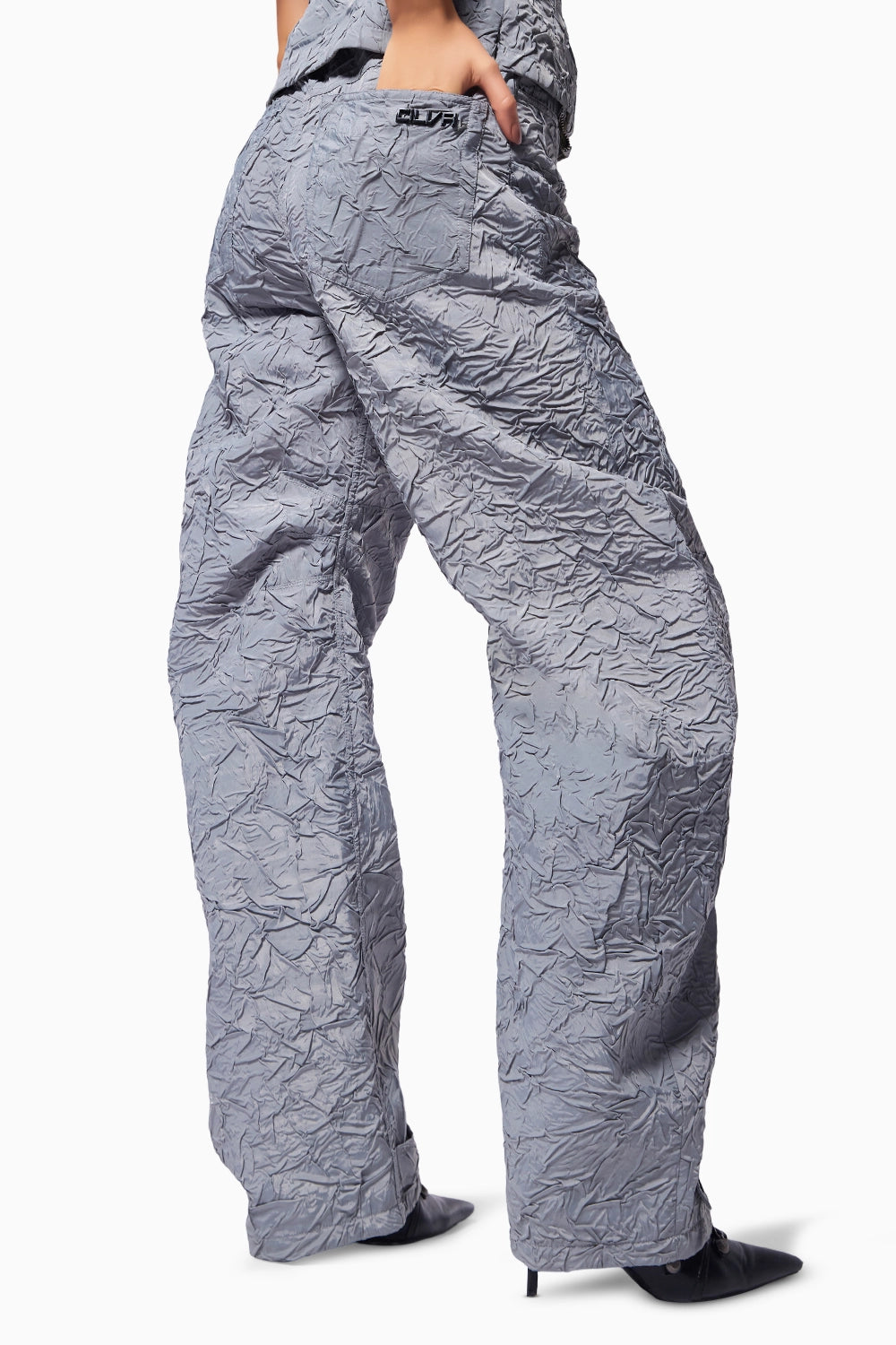 Slate Grey Crushed D-Cut Pants