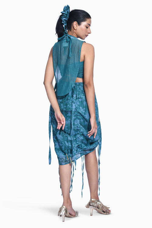 Teal Yoke Skirt Set