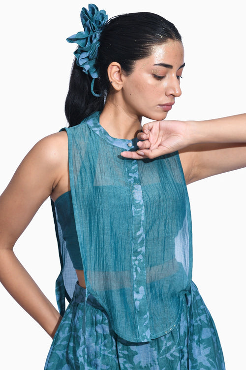Teal Yoke Skirt Set