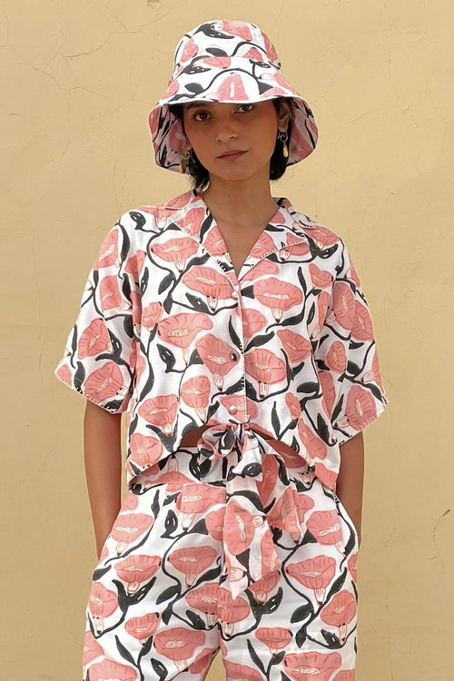 Outlined Florals Boxy Resort Shirt
