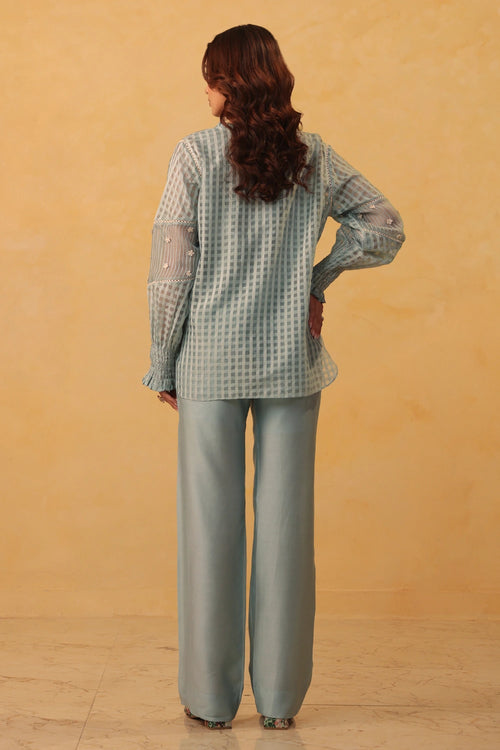 Vaayu Light Blue V Neck Co-ord Set