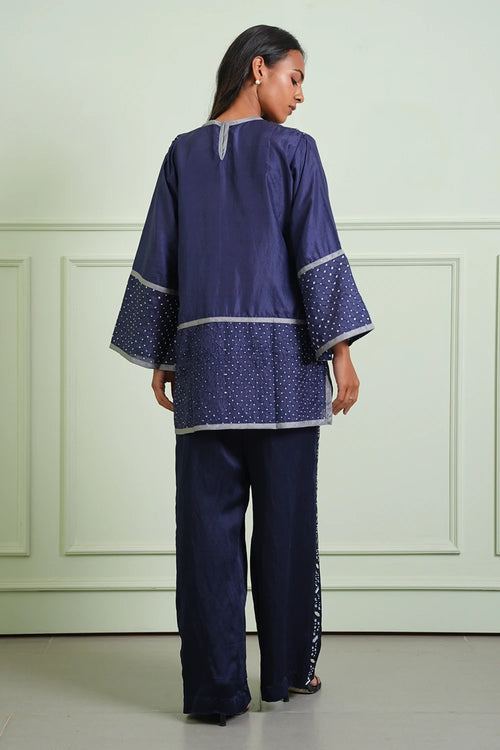 Indigo Crushed Bandhani Top