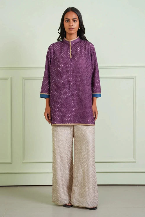 Beige Crushed Bandhani Pants
