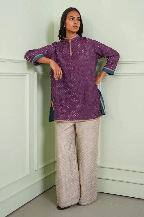 Beige Crushed Bandhani Pants