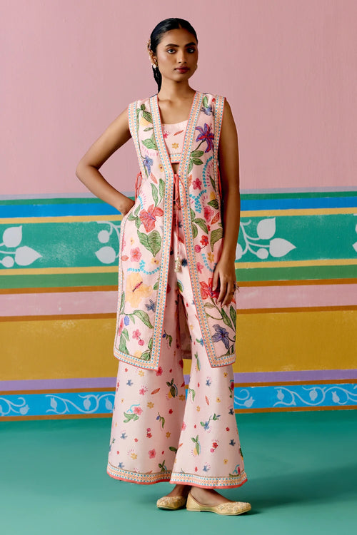 Dusty Pink Floral Jacket Set