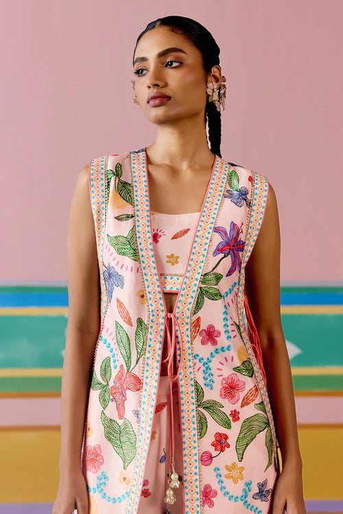 Dusty Pink Floral Jacket Set