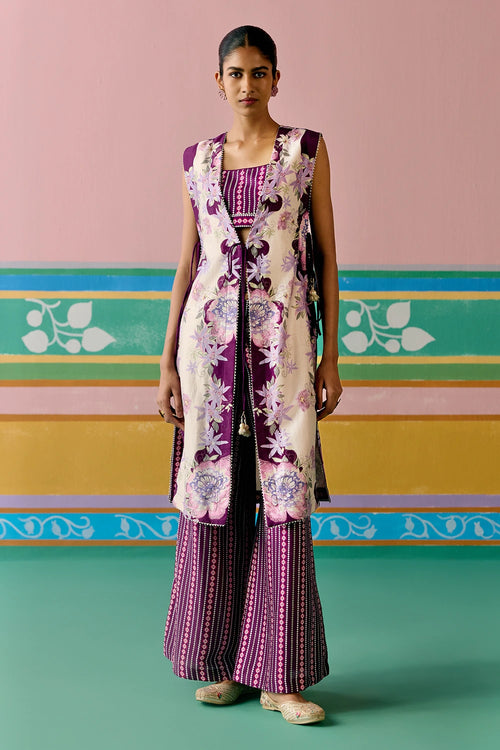 Purple Ikat Jacket Set