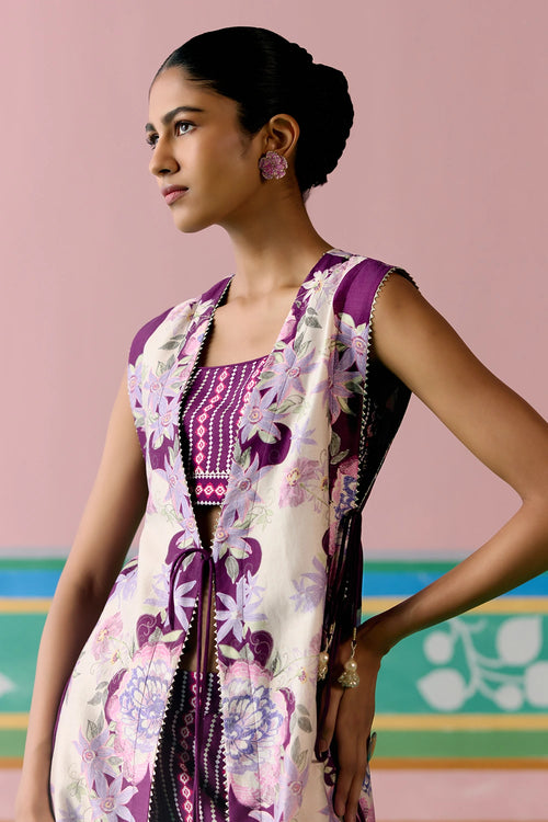 Purple Ikat Jacket Set