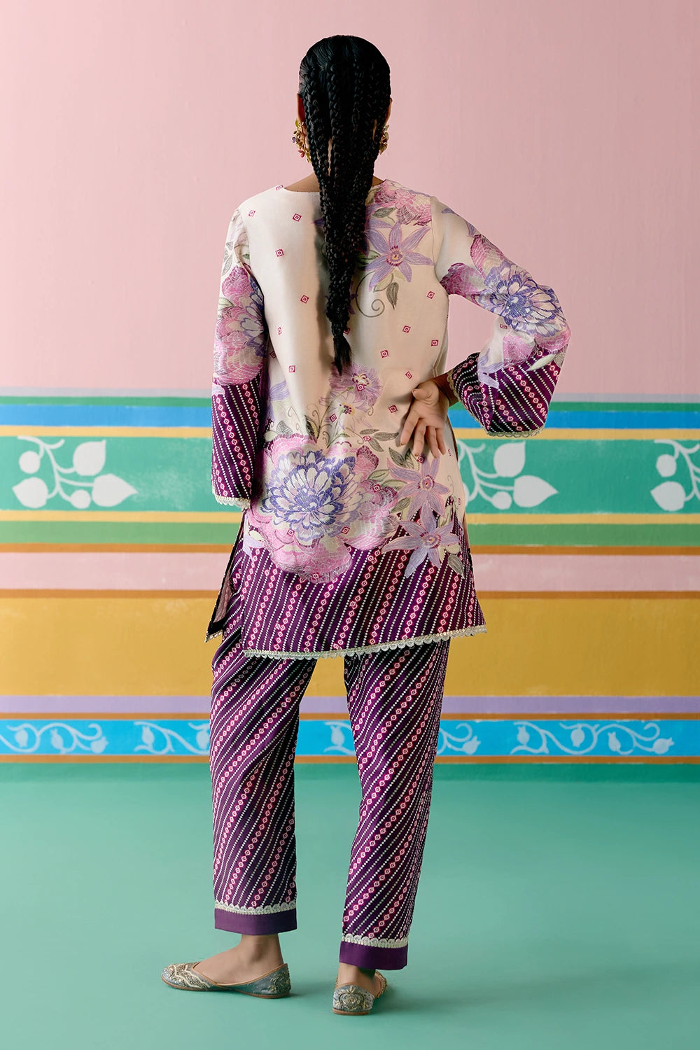Purple Ikkat Kurta Set