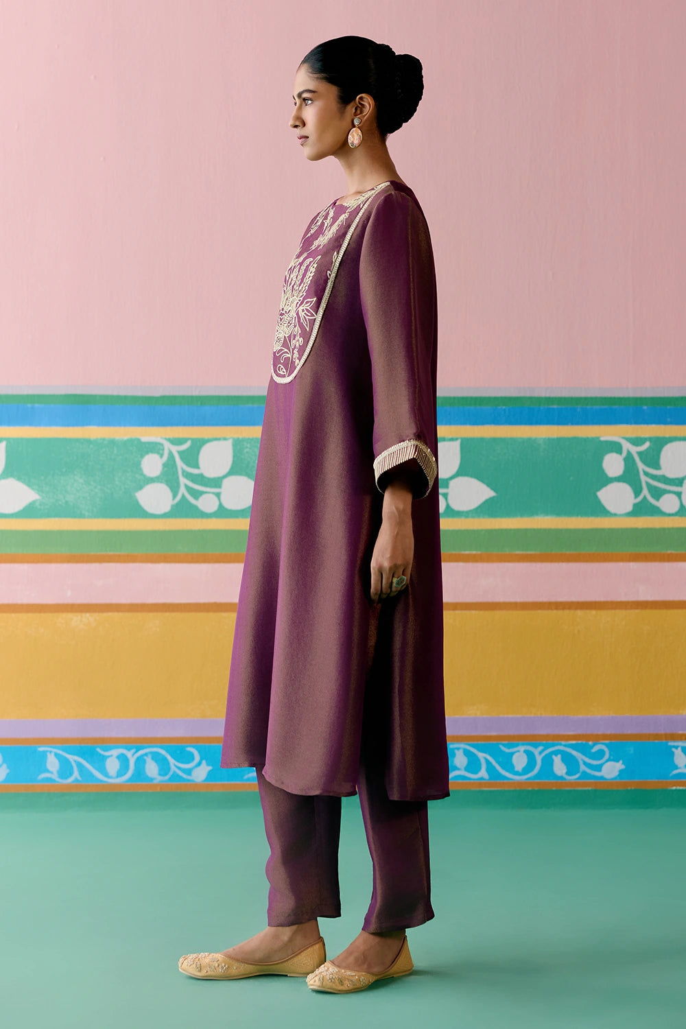 Purple Embroidered Kurta Set