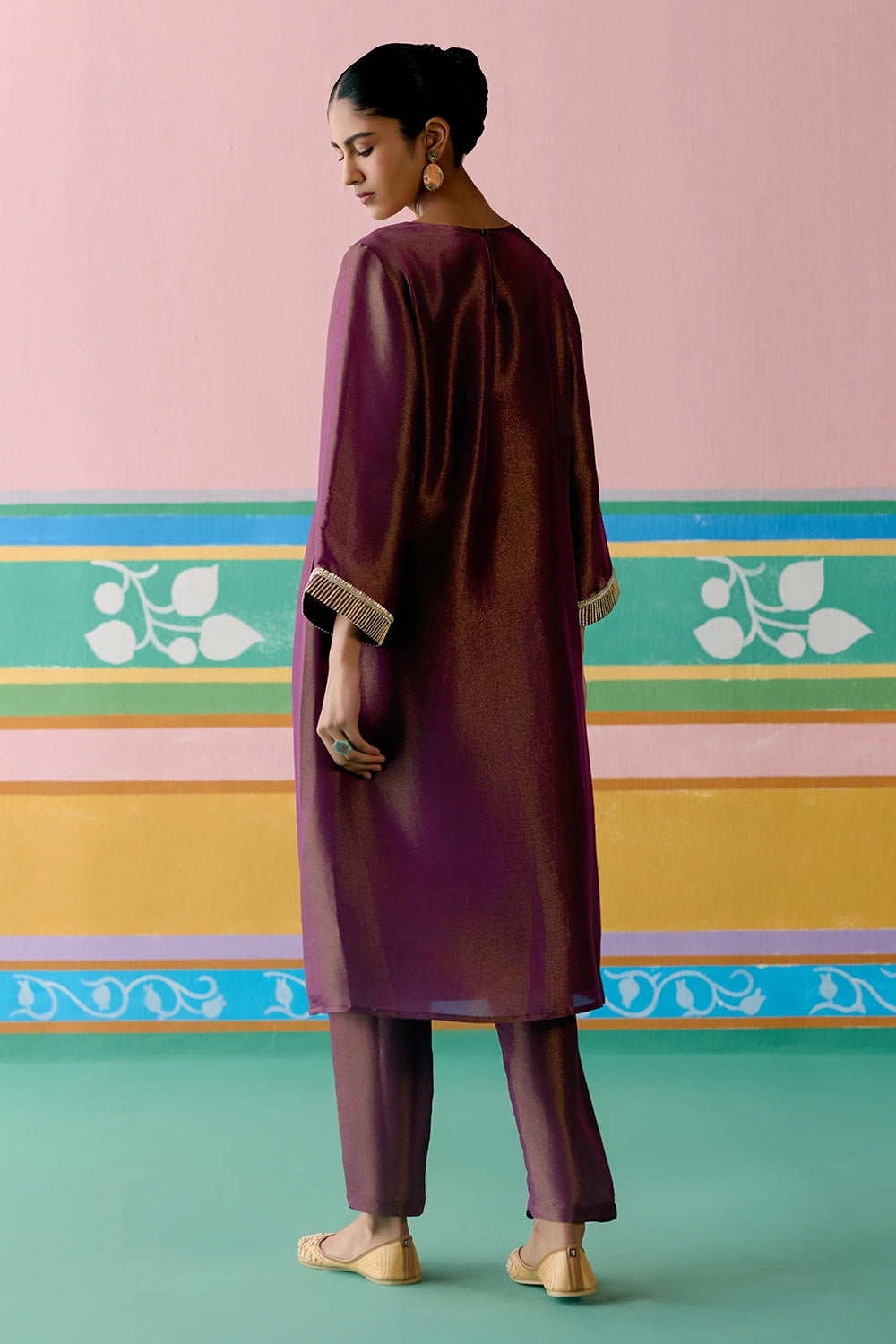 Purple Embroidered Kurta Set