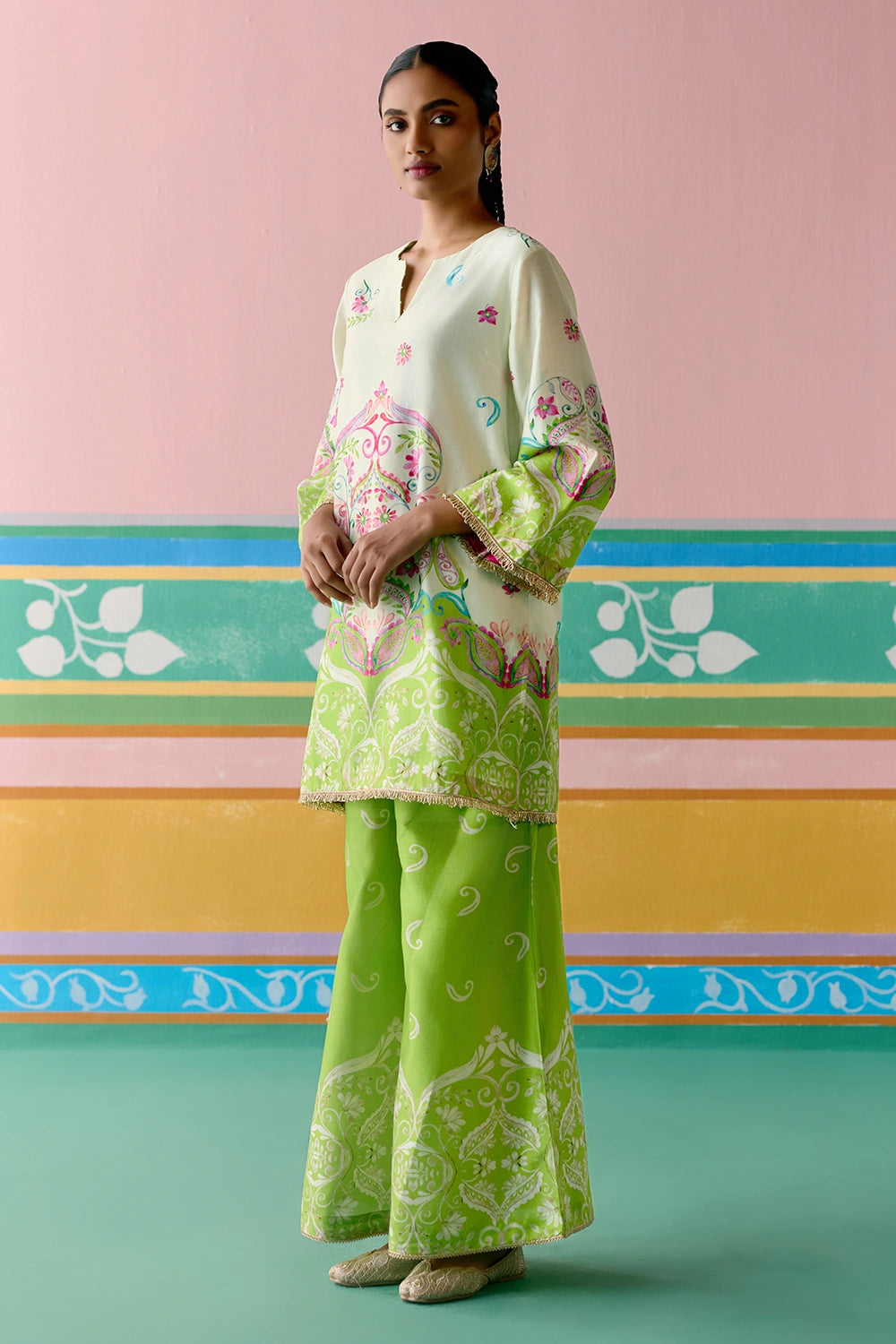 Lime Green Paisley Kurta Set