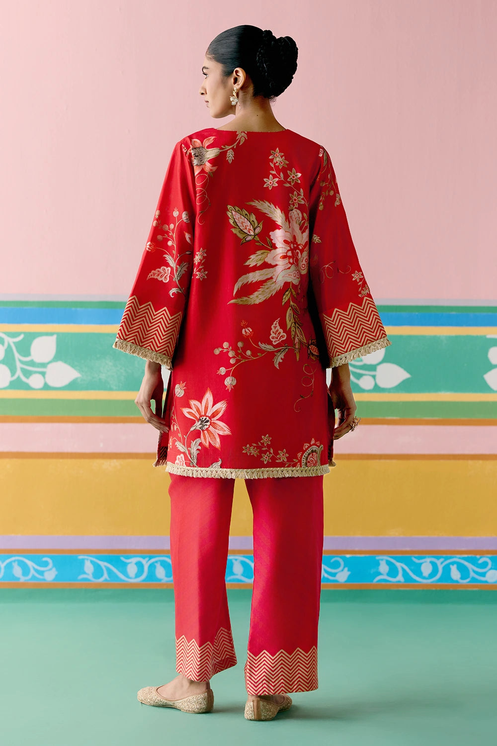 Red Chintz Kurta Set