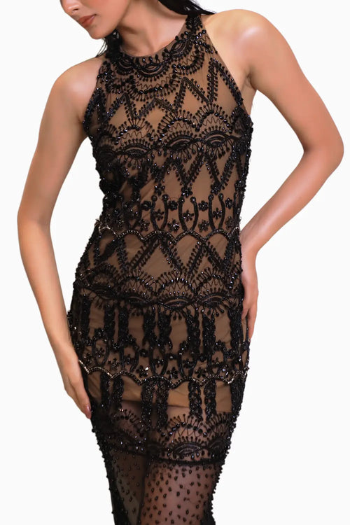 Black Gold Printed Gown