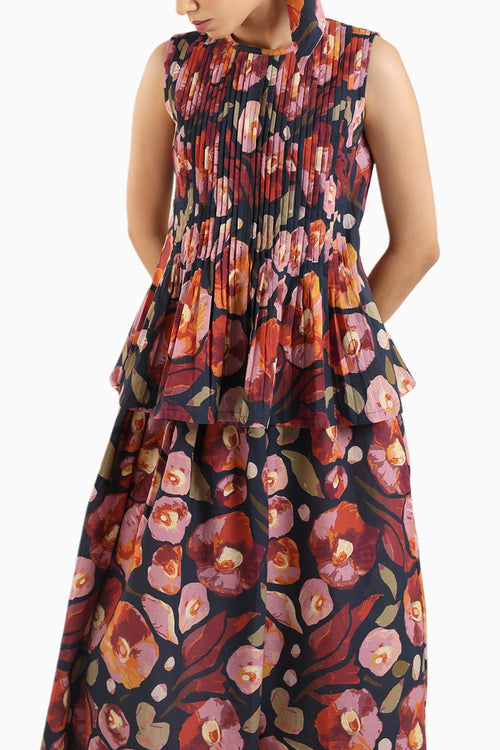 Black Floral Skirt And Top