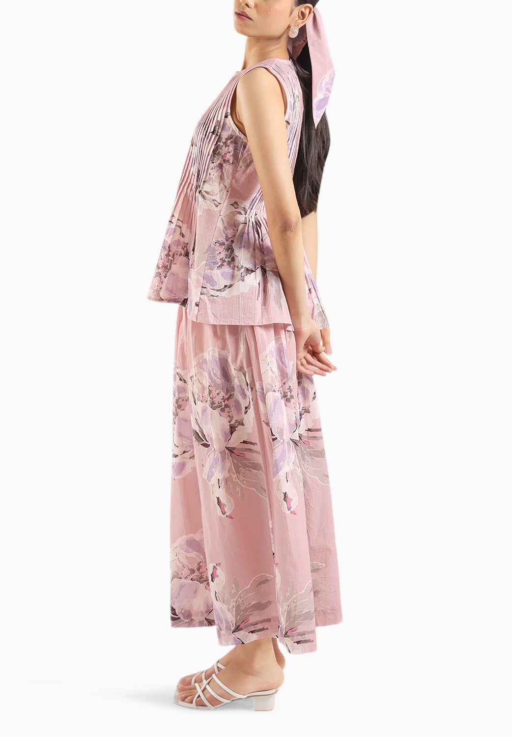 Dusty Rose Floral Top With Skirt