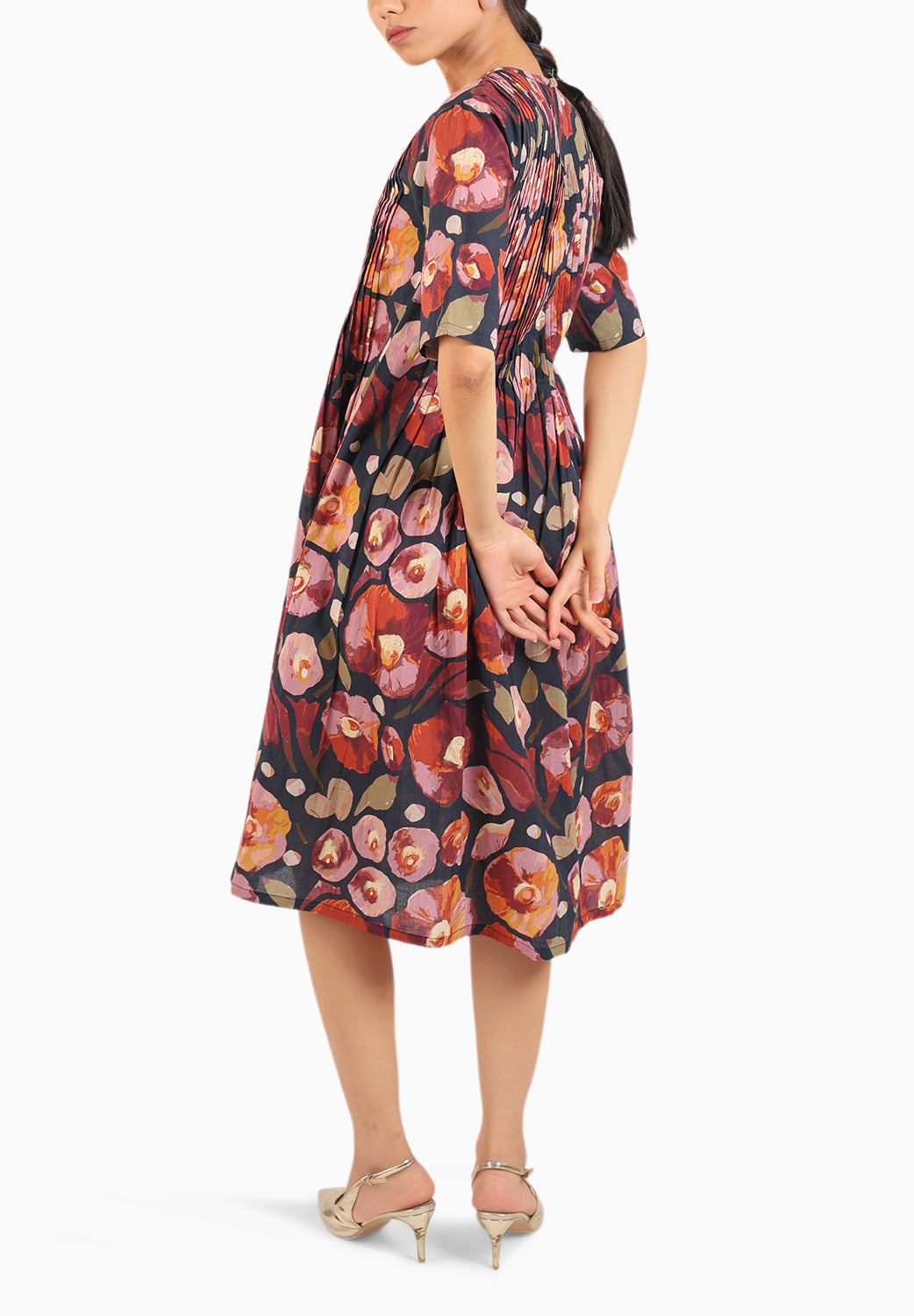 The Black Floral Elbow Sleeve Dress