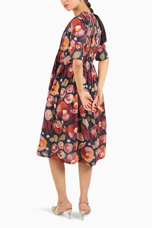 The Black Floral Elbow Sleeve Dress