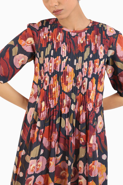The Black Floral Elbow Sleeve Dress
