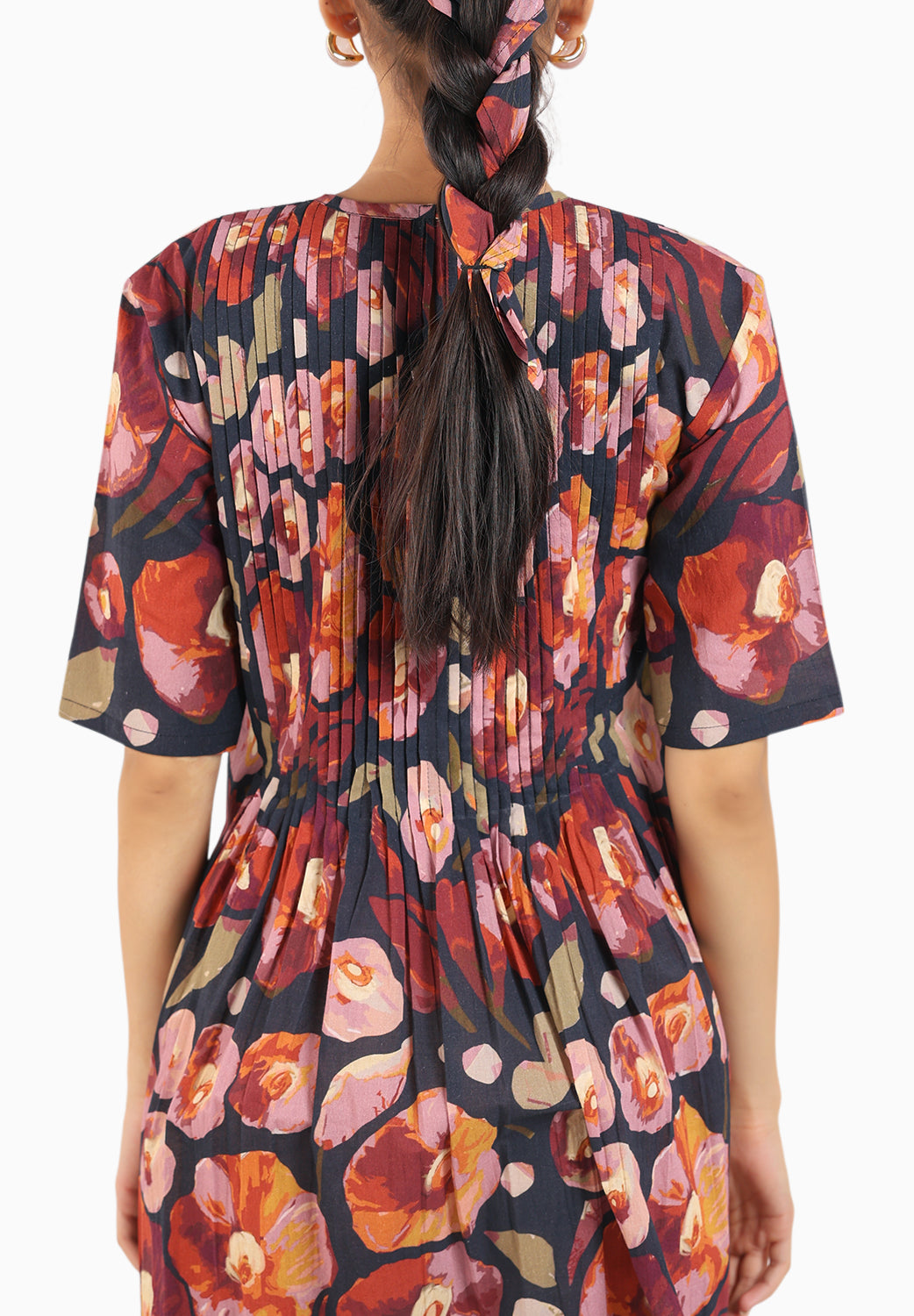 The Black Floral Elbow Sleeve Dress