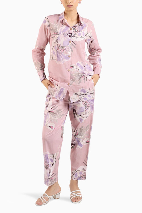Dust Rose Floral Printed Co-ord Set