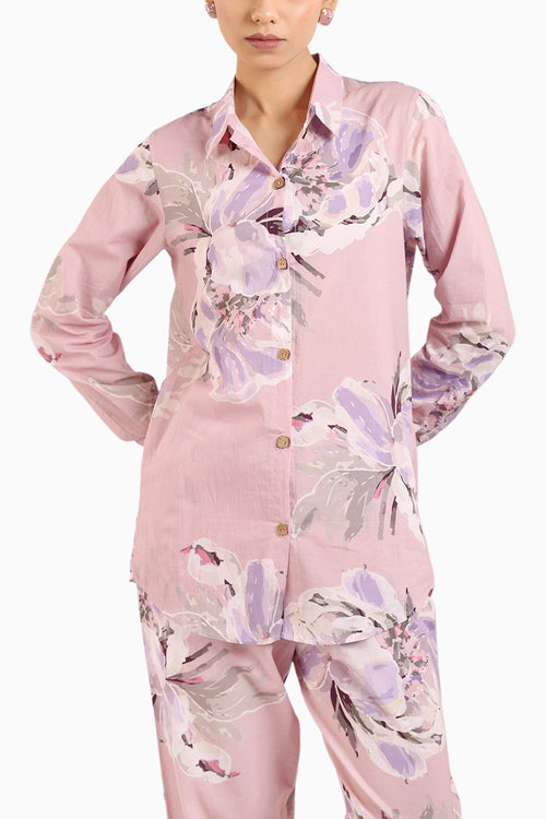 Dust Rose Floral Printed Co-ord Set