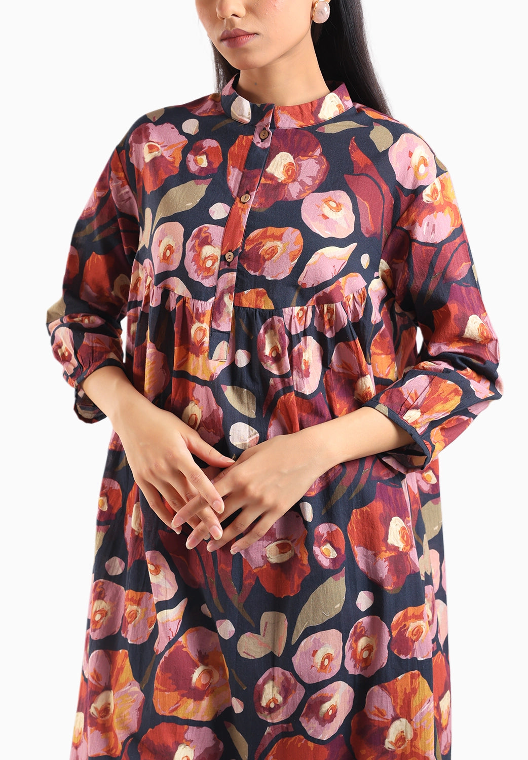 Black Floral Print Kurta Set