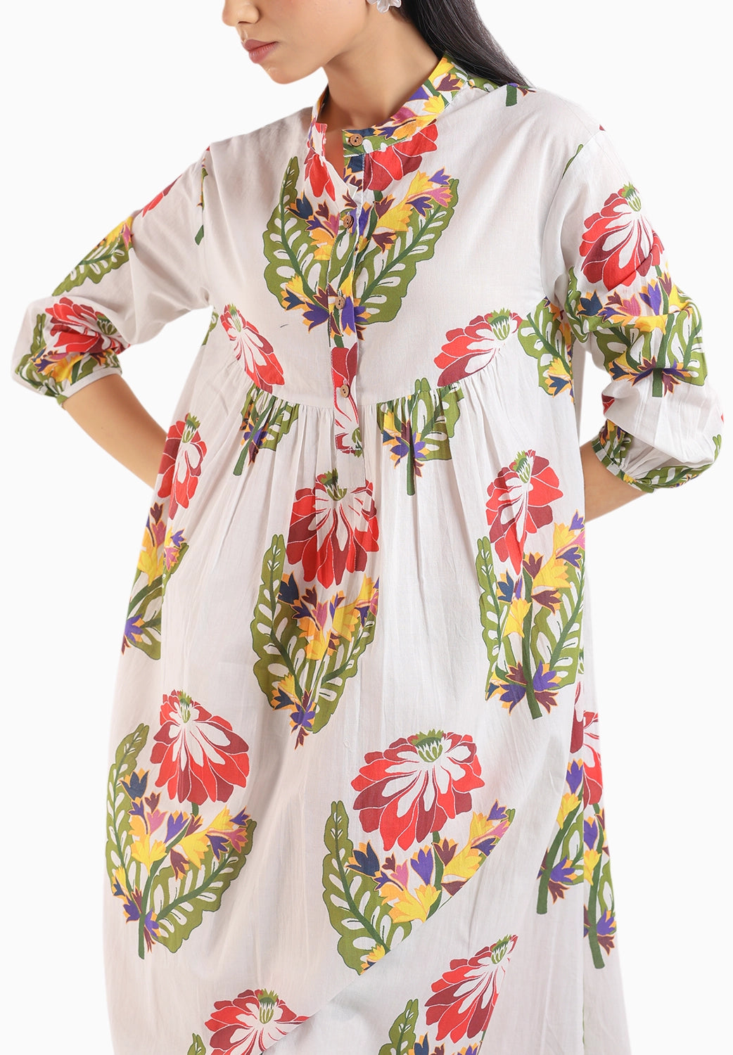 White Foral Printed Kurta Set