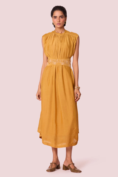 Barika Yellow Midi Dress