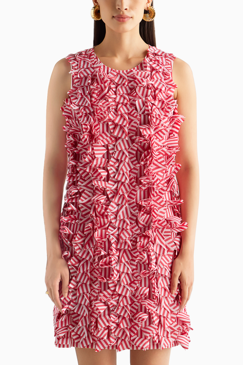 Red Stripe 3D Dress