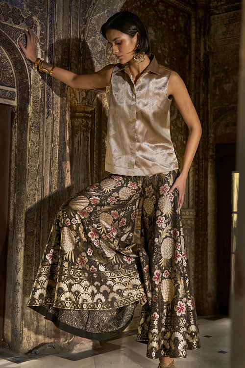 Benares Brocade Flared Motif Pant