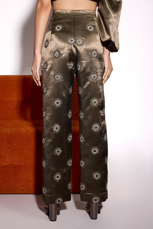 Dusky Olive Embroidered Pant