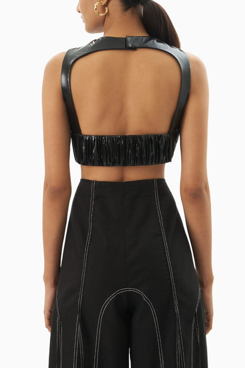 Black Ruched Foil Top