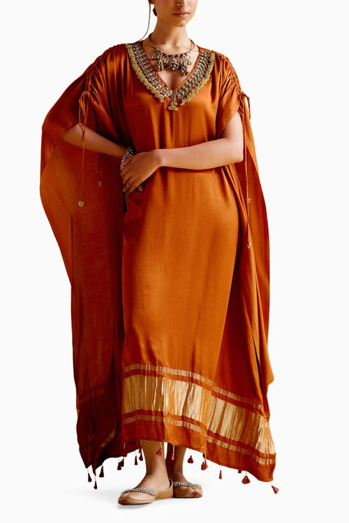 Amor Orange Kaftan Dress